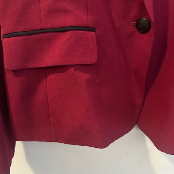Nine West Burgundy Tuxedo Regencycore Blazer Black Contrast Collar Size 10 NWT - Picture 6 of 14